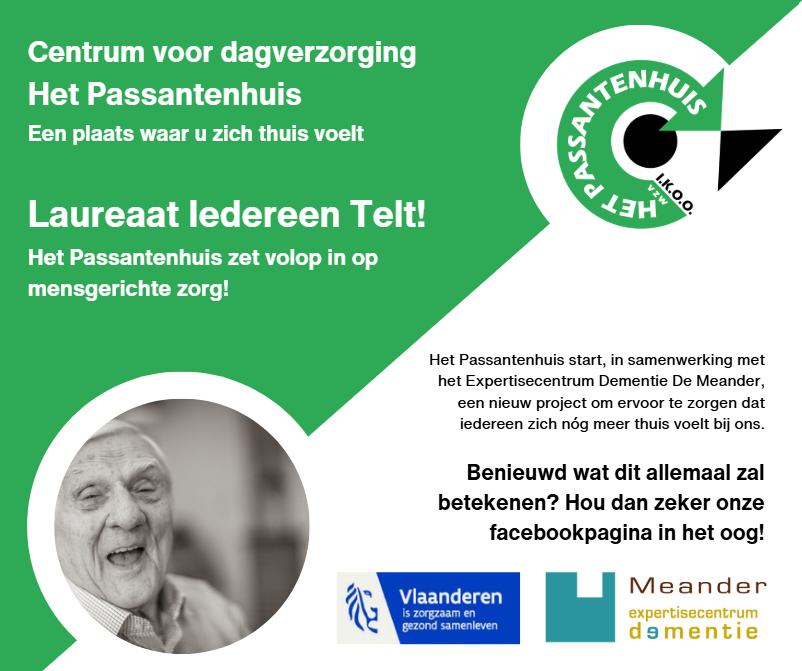 Het Passantenhuis is laureaat van Iedereen Telt en zet volop in op mensgerichte zorg, in samenwerking met Expertisecentrum Dementie De Meander.